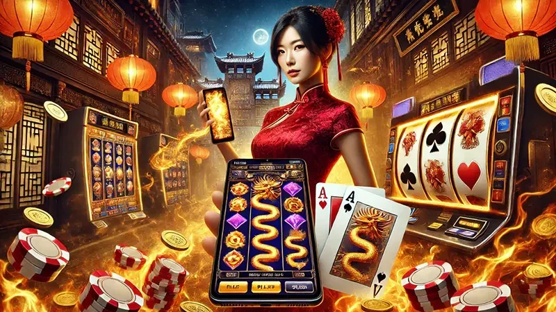 Antarmuka slot dengan reel dan kontrol yang terlihat pada perangkat mobile
